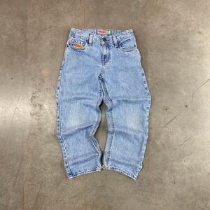 Empyre Blue Denim Jeans Kids 24 Y2K Skate Straight Leg Vintage Wash
